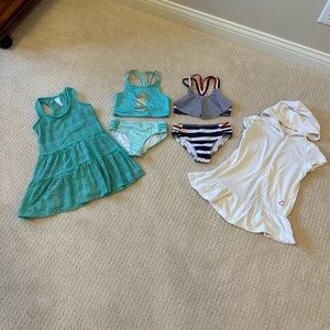 SOLD - Little girls swimsuit and cover up bundle - size 5